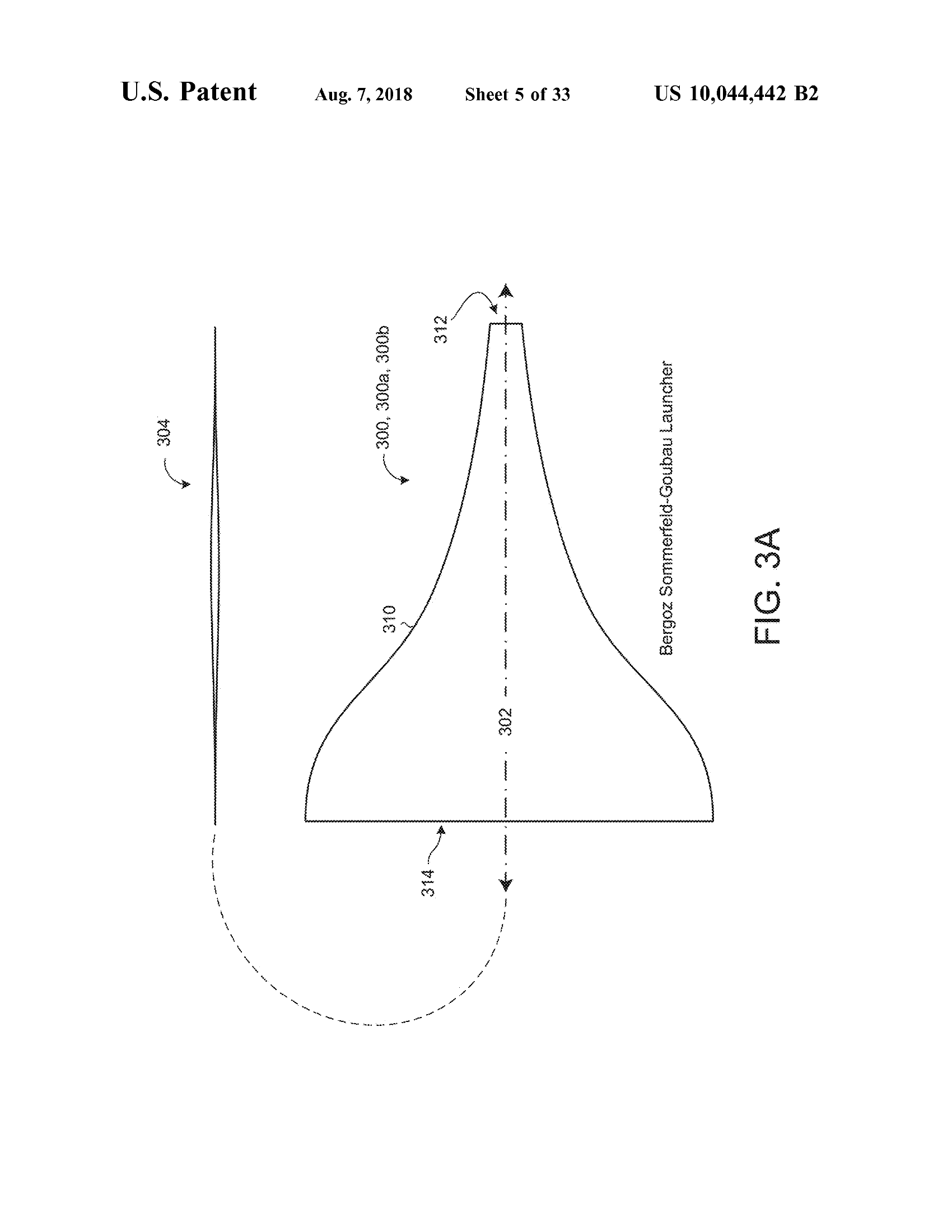 Illustration of the Sommerfeld-Goubau launcher from US Patent 10,044,442